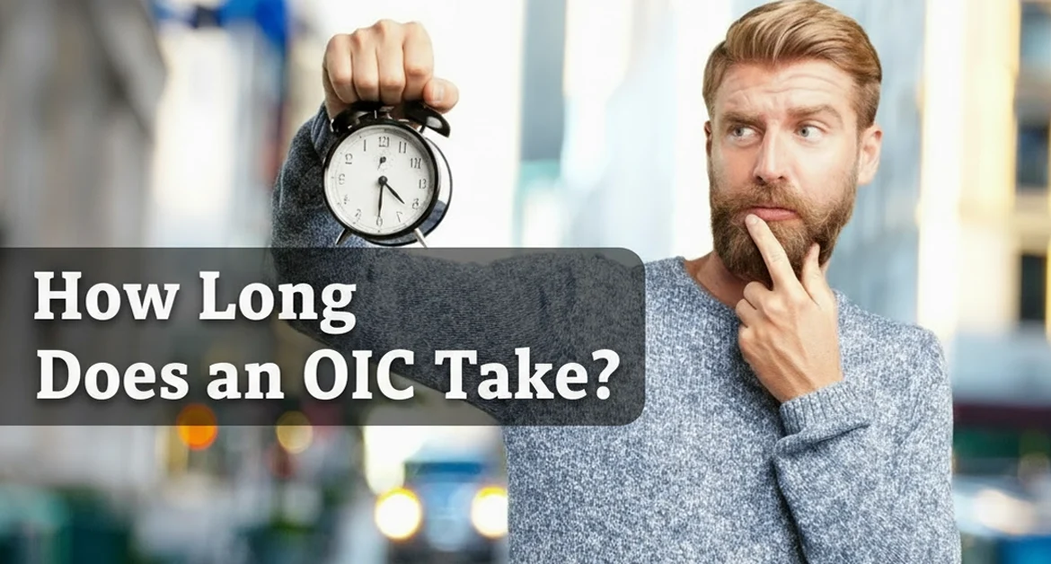 man questioning a clocking, wondering how long an offer in compromise with the IRS takes