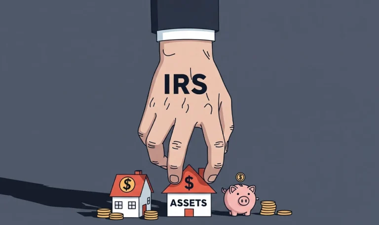 the large hand of the IRS seizing assets